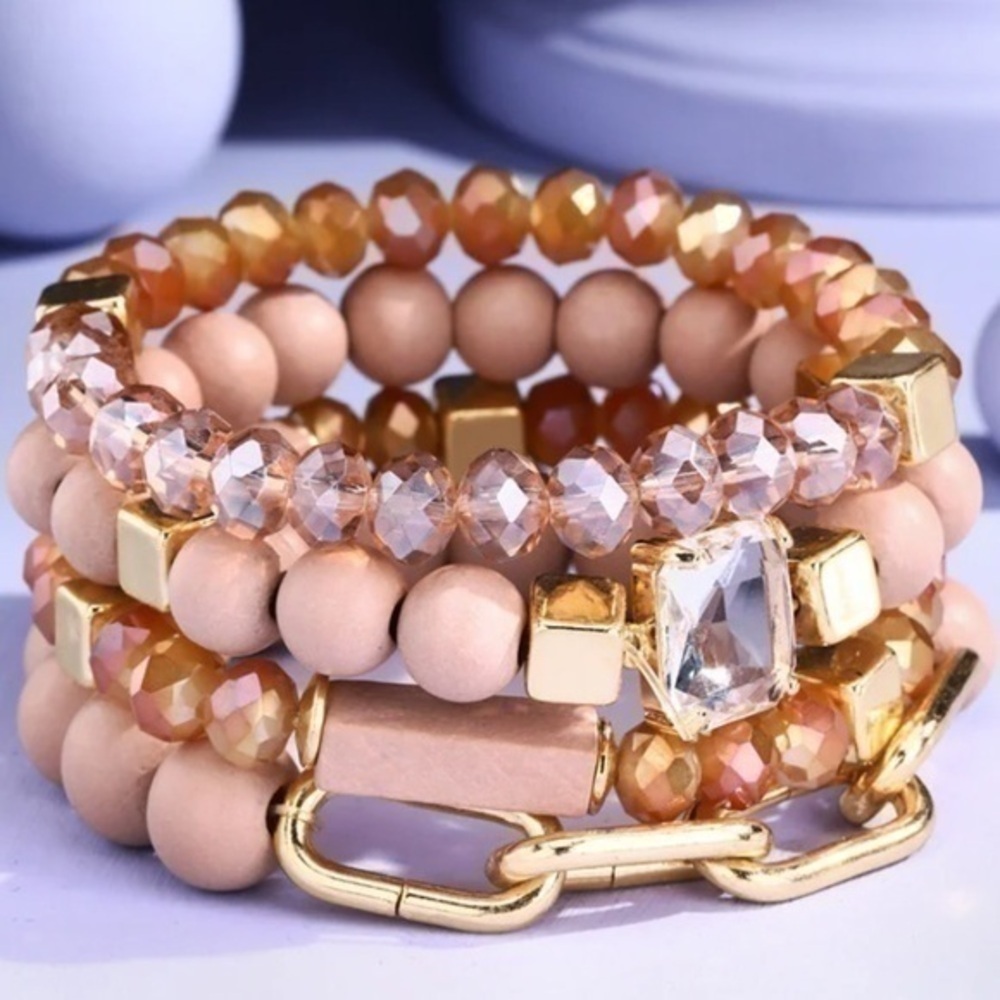 Trendy rose four strand bracelet set NWOT
